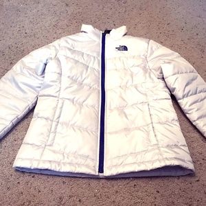 Northface Size L White Blue Winter Puffer Jacket